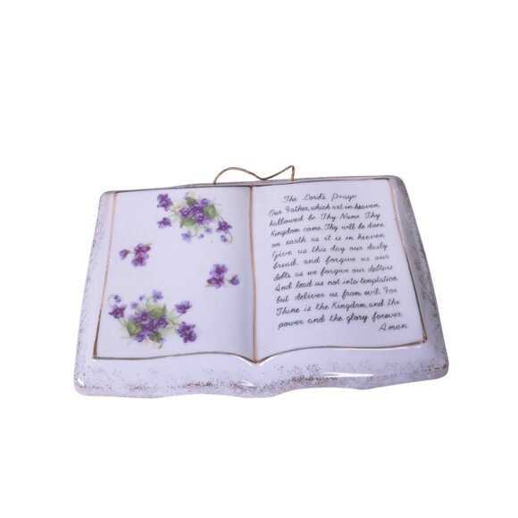 Vintage Lords Prayer Lefton China Hand-Painted Wall Plaque W/Floral Design Japan - Picture 1 of 3